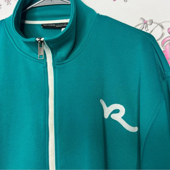 rocawear sweater zip up hoodie turquoise blue with white logo decals striped - Picture 4 of 12